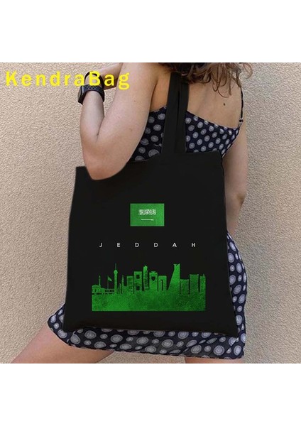 B 80 35X40CM Riyad Cidde Suudi Arabistan Harita Bayrağı Islam Mekke Arap Kız Abu Dabi Prens Shopper Tote Kanvas Çanta Pamuk Omuz Eko Çanta (Yurt Dışından)