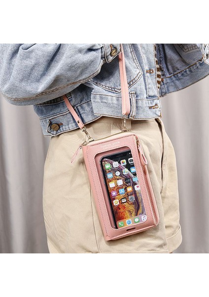 B Kırmızı Dokunmatik Ekran Telefonu Çanta Kadınlar Için Crossbody Çanta Rfid Çok Fonksiyonlu Omuz Cüzdan Mini Kadın Çantası Cep Cüzdan Kart Sahibinin (Yurt Dışından) fırsatları