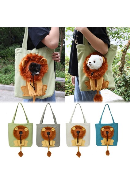 Açık Yeşil (Küçük) 2023 Sevimli Aslan Şeklinde Omuz Çantası Pet Köpek Taşıyıcı Açık Konfor Seyahat Çantası Omuz Çantası Katlanır Seyahat Çantası Kediler Çanta (Yurt Dışından) modelleri