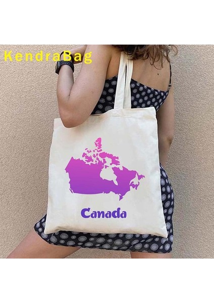 135 35X40CM Kanada Bayrağı Haritası Ottawa Toronto Kanada Vintage Vatansever Semboller Akçaağaç Yaprağı Kanada Ayı Hediye Kanvas Tote Çanta Pamuk Çanta (Yurt Dışından)