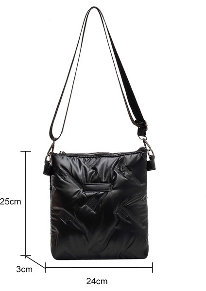 Beyaz D Moda Kış Gümüş Uzay Pamuk Yastıklı Omuz Çantaları Kadınlar Için Aşağı Crossbody Messenger Çanta Kabarık Naylon Çanta Bayan Çanta (Yurt Dışından) fırsatları