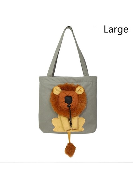 Koyu Gri (Büyük) 2023 Sevimli Aslan Şeklinde Omuz Çantası Pet Köpek Taşıyıcı Açık Konfor Seyahat Çantası Omuz Çantası Katlanır Seyahat Çantası Kediler Çanta (Yurt Dışından)