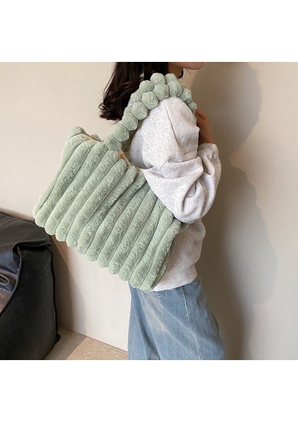 Gül Kırmızı Bir Peluş Tote Çanta Kadınlar Için Kış Kabarık Omuz Çantası Rahat Taklit Kürk Çanta Büyük Kürklü Alışveriş Çantası Şık Seyahat Çantası 2023 Yeni (Yurt Dışından) fırsatları