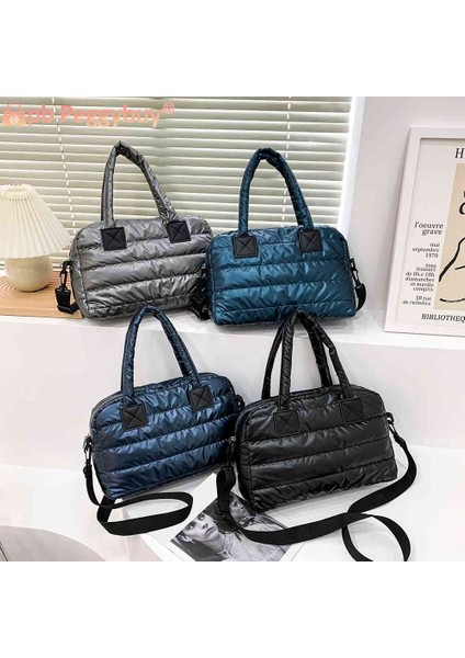 Gümüş Kadın Üst Saplı Çanta Kadın Saf Renk Naylon Crossbody Çanta Rahat Bayanlar Kapitone Omuz Çantaları Alışveriş Seyahat Için (Yurt Dışından) fiyatları