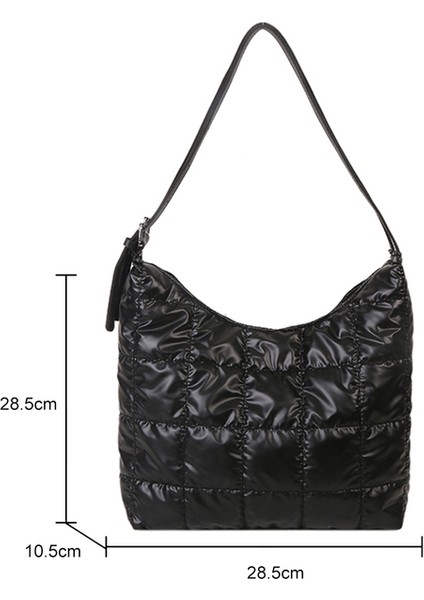 Siyah D Moda Kış Gümüş Uzay Pamuk Yastıklı Omuz Çantaları Kadınlar Için Aşağı Crossbody Messenger Çanta Kabarık Naylon Çanta Bayan Çanta (Yurt Dışından)