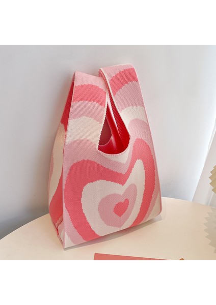 Yeşil Sarı Pembe Mini Kadın Kızlar Omuz Çantası Minimalist Kore Niş Tasarım Tote Çanta El Yapımı Düğüm Bilek Çanta El Yapımı Yeniden Kullanılabilir Örgü Çanta (Yurt Dışından) indirimleri