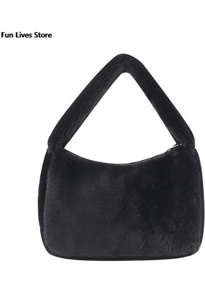 Bk Yumuşak Peluş Çanta Kadın Kış Sıcak Omuz Çantaları Telefon Para Saklama Çanta Çanta Düğün Tote Bolso Moda Manşonlar Cüzdan (Yurt Dışından)