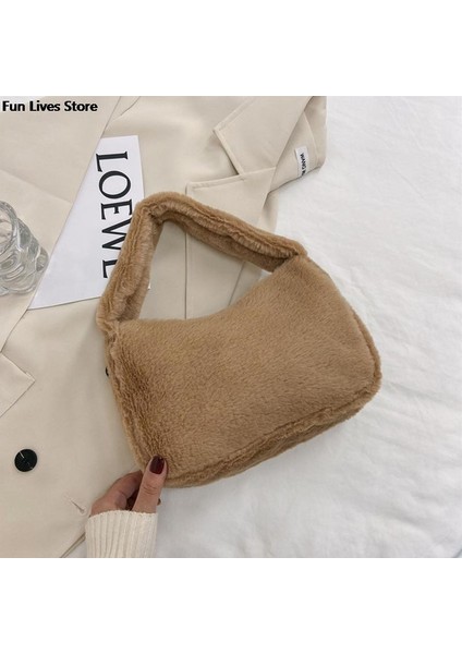 Bk Yumuşak Peluş Çanta Kadın Kış Sıcak Omuz Çantaları Telefon Para Saklama Çanta Çanta Düğün Tote Bolso Moda Manşonlar Cüzdan (Yurt Dışından) fırsatları