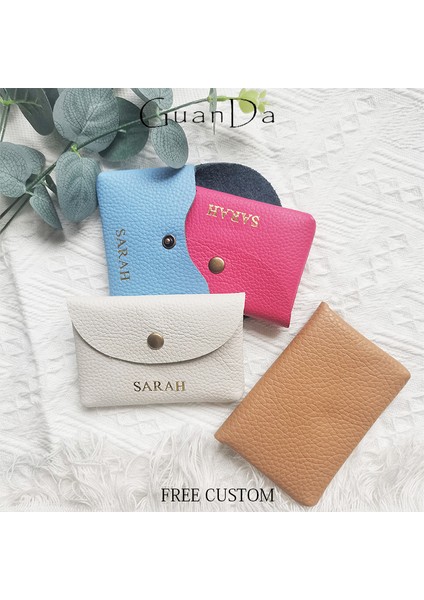 Selvi Yeşil Hakiki Deri Özel Ad Mini Bozuk Para Cüzdanı Kadın Erkek Kulaklık Ruj Anahtar Depolama Kozmetik Çantası Lüks Moda Taşınabilir Cüzdan (Yurt Dışından)