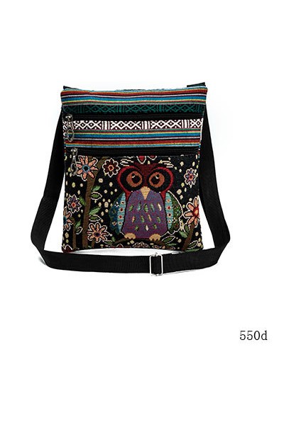 550D Miyahouse Işlemeli Baykuş Omuzdan Askili Çanta Kadın Karikatür Baskılı Kadın Askılı Çanta Bolsa Feminina Tuval Küçük Crossbody Çanta (Yurt Dışından)
