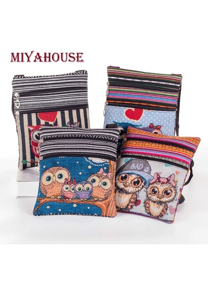 550D Miyahouse Işlemeli Baykuş Omuzdan Askili Çanta Kadın Karikatür Baskılı Kadın Askılı Çanta Bolsa Feminina Tuval Küçük Crossbody Çanta (Yurt Dışından) indirimleri