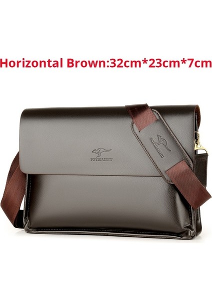 Yatay Kahverengi Lüks Kanguru Marka Deri Askılı Çanta Erkek Çanta Göğüs Crossbody Çanta Erkekler Için Iş Küçük Omuz Çantası Yaz Erkek Çanta (Yurt Dışından)