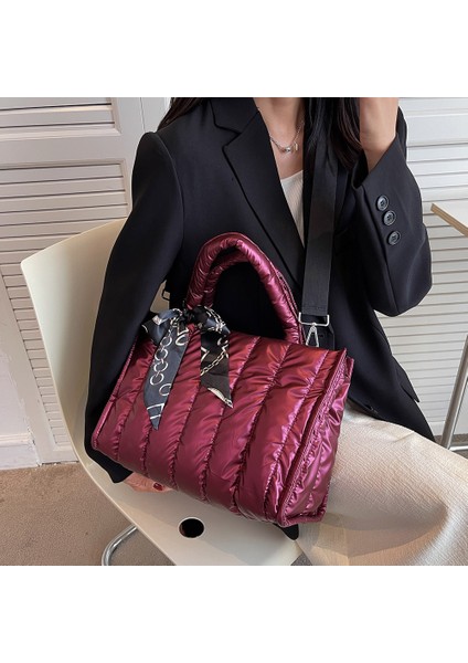 Gri Moda Kapitone Pamuk Yastıklı Messenger Çanta Kış Tasarımcısı Naylon Sıcak Crossbody Tote Çanta Tüy Yastıklı Crossbody Çanta (Yurt Dışından) fiyatları