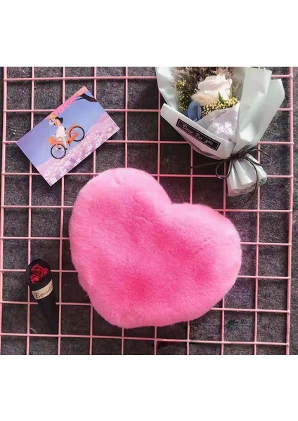 Lfs Moda Kadın Kalp Şeklinde Çanta Sevimli Kawaii Taklit Kürk Crossbody Çanta Cüzdan Çanta Peluş Zincir Omuz Çantası Bayan Çanta (Yurt Dışından)