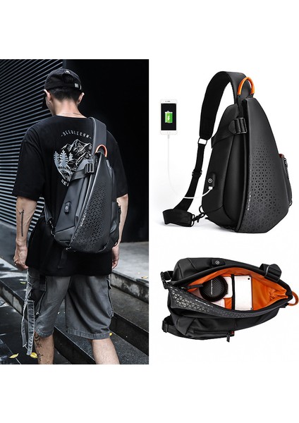 Siyah 01 0 Moda Iş Erkek Crossbody Çanta Yüksek Kaliteli Su Geçirmez Naylon Göğüs Paketleri Rahat Seyahat Büyük Kapasiteli Omuz Çantası Erkek (Yurt Dışından) modelleri