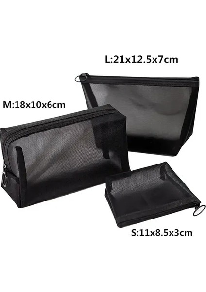 Siyah 1 M 1 Adet Kadın Kozmetik Çantaları Seyahat Neceser Siyah Tuvalet Seti Şeffaf Makyaj Organizatör Yıkama Kese Küçük Büyük Makyaj Çantası (Yurt Dışından)