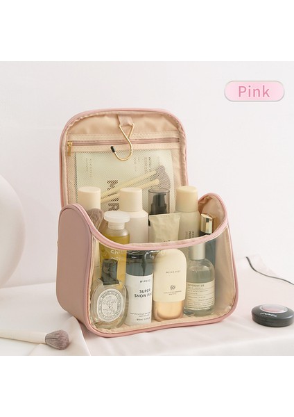 Pembe Çengel Kozmetik Çantası Büyük Seyahat Tuvalet Çantası Şeffaf Su Geçirmez Organize Kozmetik (Yurt Dışından)