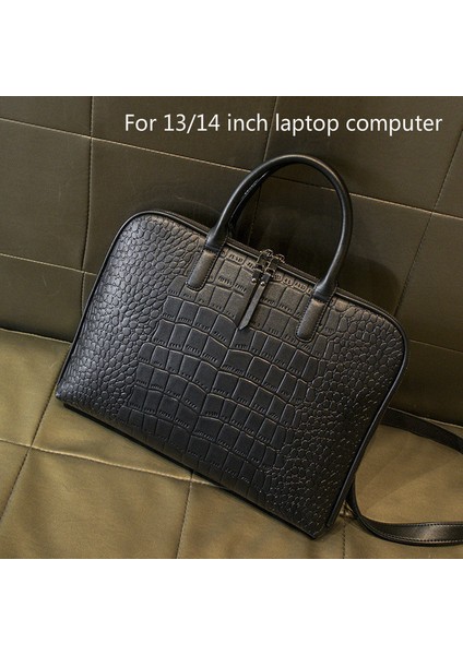 BLACK-14INCH 2023 Iş Kadın Evrak Çantası Deri Çanta Kadın Tote 15.6 14 Inç Laptop Çantası Omuz Ofis Çantaları Kadın Evrak Çantaları (Yurt Dışından)