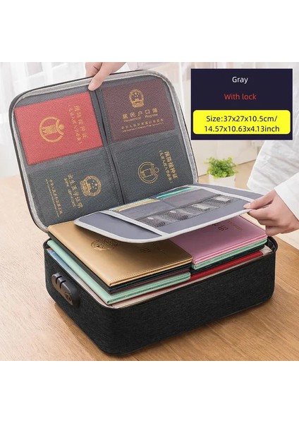 B Siyah Belge Düzenleyici Evrak Çantası A4 Klasör Tutucu Erkek Kadın Çanta Kapak Çanta Pasaport Ev Güvenli Fonksiyonel Dosya Saklama Kutusu (Yurt Dışından)