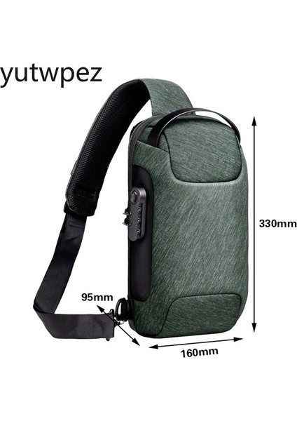 Ordu Yeşil Erkek Su Geçirmez USB Oxford Crossbody Çanta Anti-Hırsızlık Omuz Tekli Çanta Çok Fonksiyonlu Kısa Seyahat Messenger Göğüs Paketi Erkekler Için (Yurt Dışından)