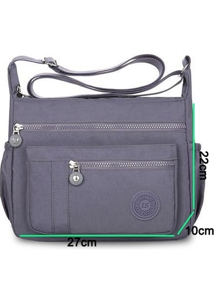 Style2 Dört 2023 Naylon Kadın Postacı Çantası Su Geçirmez Fermuarlı Paket Tuval Seyahat Crossbody Çanta Moda Kadın Tote Omuzdan Askili Çanta (Yurt Dışından)