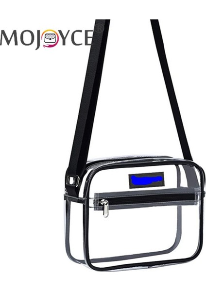 Siyah Kadın Pvc Temizle Su Geçirmez Küçük Çanta Taşınabilir Seyahat Stadyum Onaylı Fermuar Omuz Crossbody Çanta Tuvalet Çantası (Yurt Dışından) indirimleri