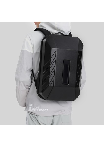 9499S-BLACK Ozuko Erkek Sırt Çantası Sert Kabuk Çok Fonksiyonlu Anti-Hırsızlık Su Geçirmez Iş Sırt Çantası Laptop Çantası Akıllı Serin LED Erkekler USB Şarj (Yurt Dışından)