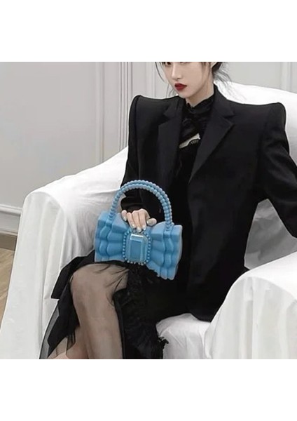 Bej Markalar Yay Jöle Kadın Çanta Sevimli Boncuk Kolu Debriyaj Tatlı Pvc El Çantaları ve Çanta Büyük Elmas Akşam Parti Çantaları Lady Ins (Yurt Dışından) indirimleri