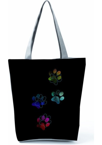 HL7207 Paw Çanta Yüksek Kapasiteli Moda Özel Hediye Omuz Çantası Komik Alışveriş Çantaları Köpek Paw Baskılı Plaj Kadın Tote Çanta Eko Taşınabilir Çanta (Yurt Dışından)