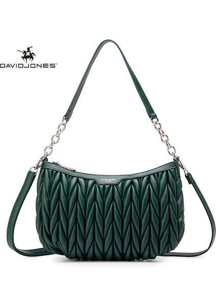 Koyu Yeşil David Jones Bayanlar Kapitone Omuz Çantası Suni Deri Çanta Kadınlar Için 2023 Trend Crossbody Satchel Çanta Zincirli Çanta Askısı (Yurt Dışından)