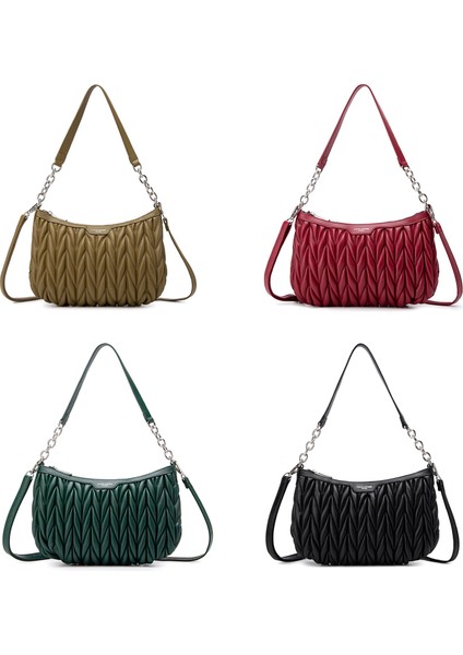 Koyu Yeşil David Jones Bayanlar Kapitone Omuz Çantası Suni Deri Çanta Kadınlar Için 2023 Trend Crossbody Satchel Çanta Zincirli Çanta Askısı (Yurt Dışından) fırsatları