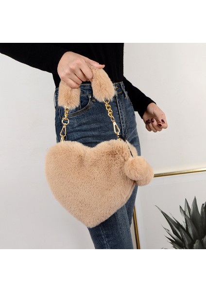 Mavi 23X20 cm Sevimli Peluş Bayan Omuz Çantası Taklit Kürk Sıcak Satış Çanta Moda Kadın Debriyaj Çanta Aşk Çanta Kalp Şeklinde Messenger Çanta (Yurt Dışından) fiyatları