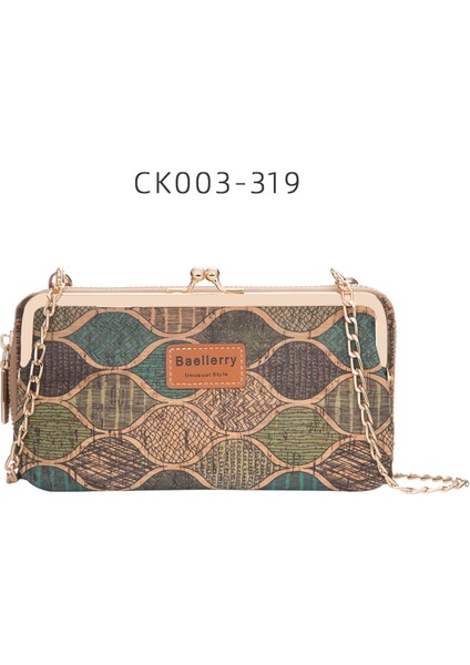 319 Moda Yeni Kadın Cüzdan Ahşap Tahıl Zincir Uzun Yüksek Kaliteli Telefon Tutucu Klasik Kadın Çanta Fermuar Cüzdan Mini Omuz Çantası (Yurt Dışından)