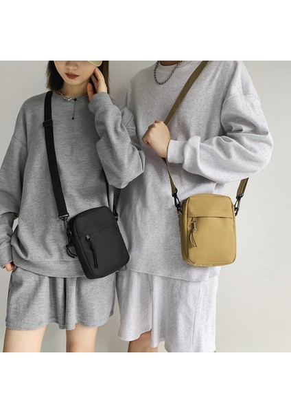 Haki Yeni 3 Renk Messenger Askılı Çanta Erkekler Için Rahat Tuval Küçük Fermuarlı Crossbody Çantası Basit Küçük Crossbody Omuzdan Askili Çanta Erkek Çantası (Yurt Dışından)