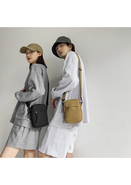 Haki Yeni 3 Renk Messenger Askılı Çanta Erkekler Için Rahat Tuval Küçük Fermuarlı Crossbody Çantası Basit Küçük Crossbody Omuzdan Askili Çanta Erkek Çantası (Yurt Dışından)
