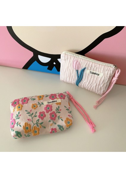 20 Kırmızı Yeşil Çiçek Sevimli Kadın Cüzdan Mini Debriyaj Çanta Bozuk Para Cüzdanı Pamuklu Çanta Taze Sevimli Kart Çantası Sıhhi Peçeteler Çanta Kulaklık Çantası (Yurt Dışından) fiyatları