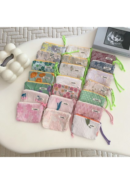 20 Kırmızı Yeşil Çiçek Sevimli Kadın Cüzdan Mini Debriyaj Çanta Bozuk Para Cüzdanı Pamuklu Çanta Taze Sevimli Kart Çantası Sıhhi Peçeteler Çanta Kulaklık Çantası (Yurt Dışından) modelleri