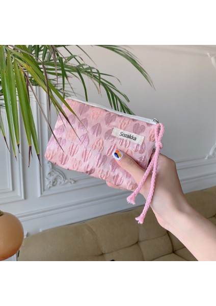 20 Kırmızı Yeşil Çiçek Sevimli Kadın Cüzdan Mini Debriyaj Çanta Bozuk Para Cüzdanı Pamuklu Çanta Taze Sevimli Kart Çantası Sıhhi Peçeteler Çanta Kulaklık Çantası (Yurt Dışından) fırsatları