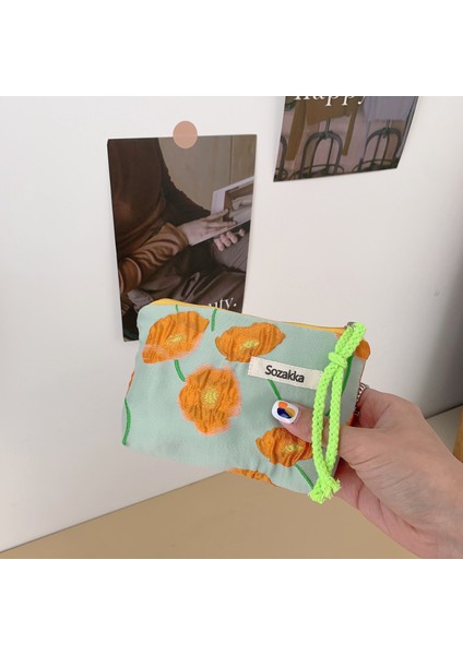 20 Kırmızı Yeşil Çiçek Sevimli Kadın Cüzdan Mini Debriyaj Çanta Bozuk Para Cüzdanı Pamuklu Çanta Taze Sevimli Kart Çantası Sıhhi Peçeteler Çanta Kulaklık Çantası (Yurt Dışından) indirimleri