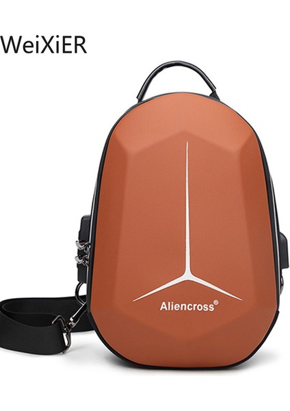 Haki Tasarımcı Anti-Hırsızlık Kilit Crossbody Çanta USB Şarj Seyahat Omuz Çantası Yüksek Kaliteli Haberci Çanta Erkek Su Geçirmez Göğüs Çantası (Yurt Dışından)