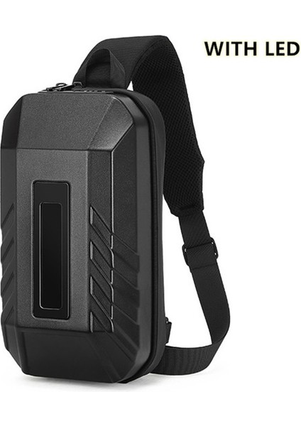 B OZ-9499S Siyah 1 Sert Kabuk Erkek Göğüs Çantası Sling Çanta Erkek Messenger Çanta Su Geçirmez Akıllı Serin LED Erkek USB Şarj Erkek Kısa Seyahat Messenger Sling (Yurt Dışından) fiyatları