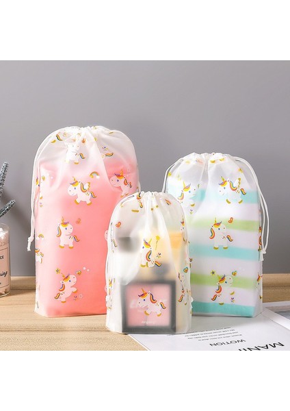 1 Adet Sevimli Unicorn L 20X30 cm Şeffaf Ipli Kozmetik Organizatör Saklama Çantası Sevimli Hayvan Kadın Seyahat Yıkama Tuvalet Malzemeleri Makyaj Karikatür Pvc Kese Çanta (Yurt Dışından)