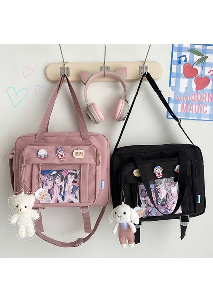 Beyaz Rozet Penguen Kore Kadın Haberci Çantası Basit Çok Fonksiyonlu Kadın Üniversite Öğrencisi Tarzı Büyük Kapasiteli Taşınabilir Bir Omuz Çapraz (Yurt Dışından) modelleri