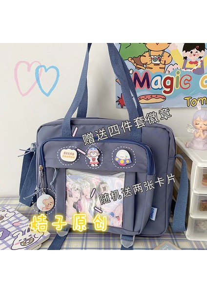 Beyaz Rozet Penguen Kore Kadın Haberci Çantası Basit Çok Fonksiyonlu Kadın Üniversite Öğrencisi Tarzı Büyük Kapasiteli Taşınabilir Bir Omuz Çapraz (Yurt Dışından) indirimleri