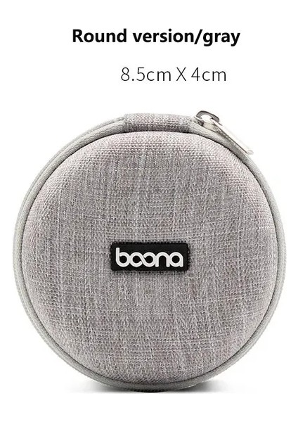 Yuvarlak Gri Küçük Oval Kulaklık Saklama Torbaları Sert Kabuk Veri Kablosu Düzenleyici Çantası Mini Teknoloji Aletleri Taşınabilir Kılıf Şarj Cihazı U Disk Fermuarlı Kese (Yurt Dışından)