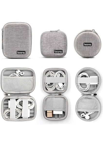 Yuvarlak Gri Küçük Oval Kulaklık Saklama Torbaları Sert Kabuk Veri Kablosu Düzenleyici Çantası Mini Teknoloji Aletleri Taşınabilir Kılıf Şarj Cihazı U Disk Fermuarlı Kese (Yurt Dışından) fiyatları