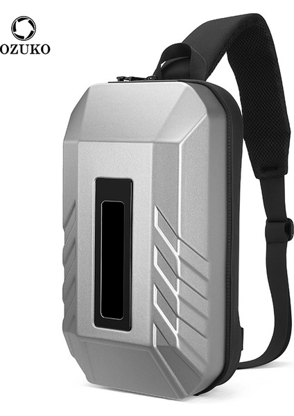 Gümüş-Led Messenger Adam Çantası USB Şarj Su Geçirmez Akıllı Serin LED Erkekler Erkek Kısa Seyahat Messenger Sling Erkekler Taşınabilir Göğüs Çantası Sling Çanta (Yurt Dışından)