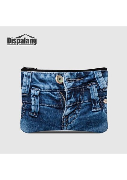 Coin Purse9 Dispalang Kadın Sikke Çantalar Denim Baskılı Kadın Küçük Açık Havada Cüzdan Kızlar Fermuarlı Debriyaj Çocuk Mini Para Çantaları Anahtar Kılıfı (Yurt Dışından)