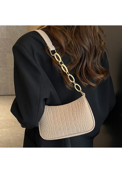 Sarı Pvc Moda Koltuk Altı Çanta Basit Keçe Üst Saplı Çanta Hafta Sonu Tatili Için Su Geçirmez Taşınabilir Zarif Timsah Omuz Çantası (Yurt Dışından) fırsatları