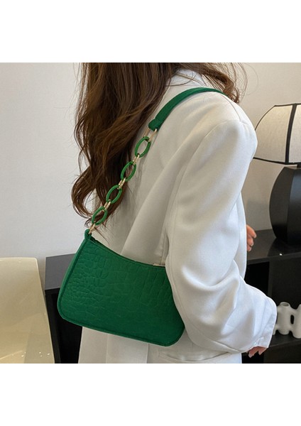 Gül Kırmızı Kadife Moda Koltuk Altı Çanta Basit Keçe Üst Saplı Çanta Hafta Sonu Tatili Için Su Geçirmez Taşınabilir Zarif Timsah Omuz Çantası (Yurt Dışından) modelleri
